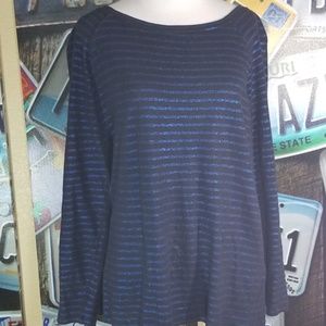 Banana Republic Blue Long Sleeve Striped Top